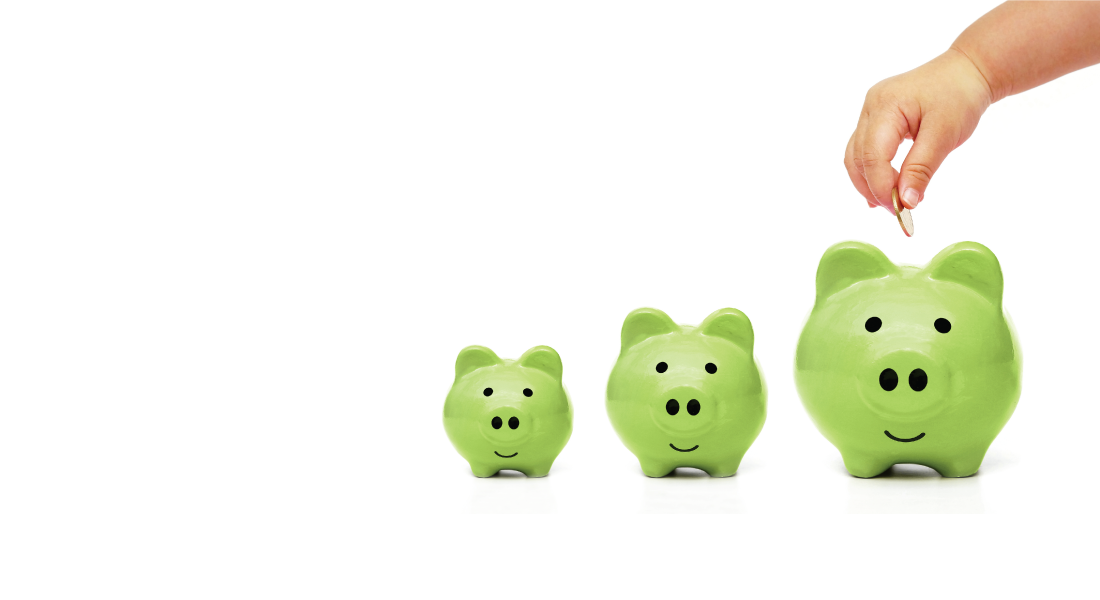 BankORION Sprout Savers CD Green Piggy Banks getting bigger